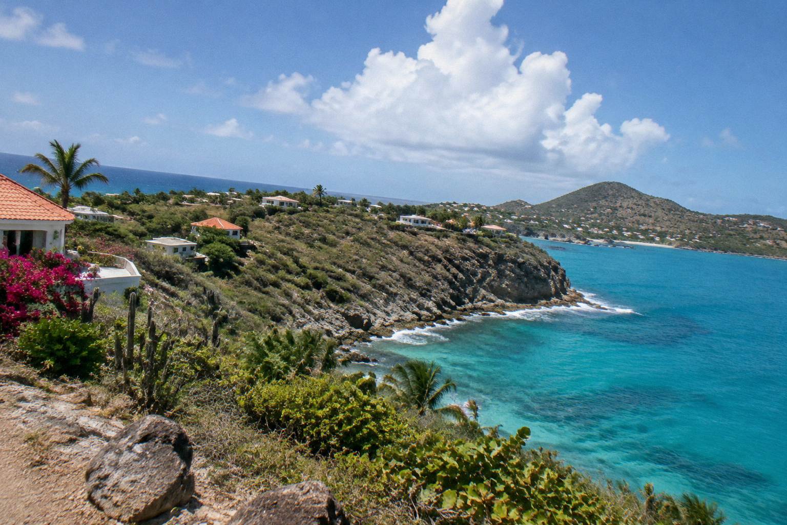Rocky headland above the sea on the northwestern coast of Saint Barthelemy